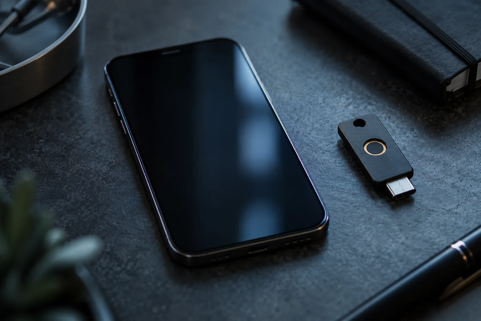 Illustrative close-up of a phone with an unreadable notification glow