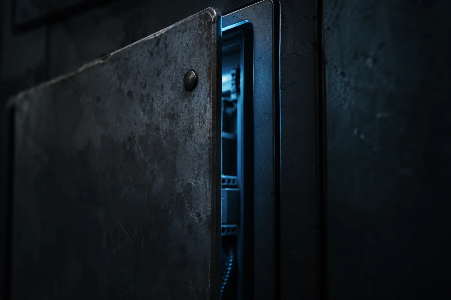 Illustrative close-up of an unmarked access panel with a narrow opening